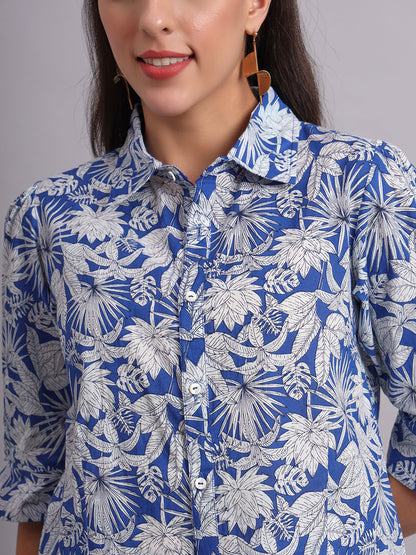 Cotton Printed Shirt Style Top