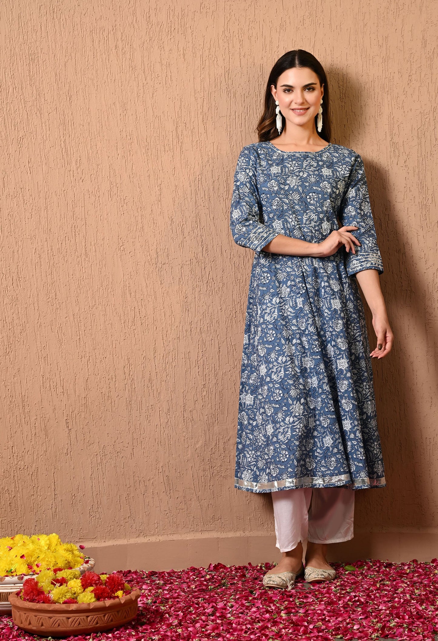 Blue Gotta Anarkali Kurta