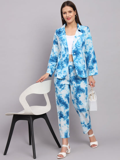 Blue Cotton Tie-dye Print Co-ord Set