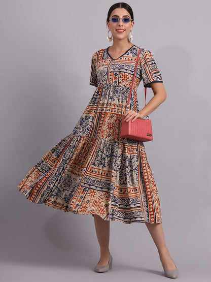 Printed stylishTiered Dress