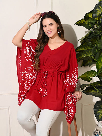 Red Carnation Kaftan Tunic