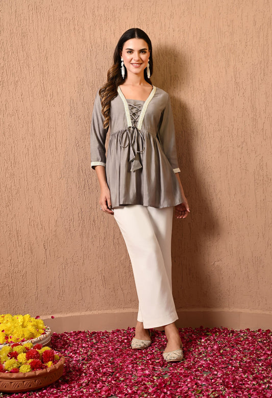 Grey Embroidered Tunic