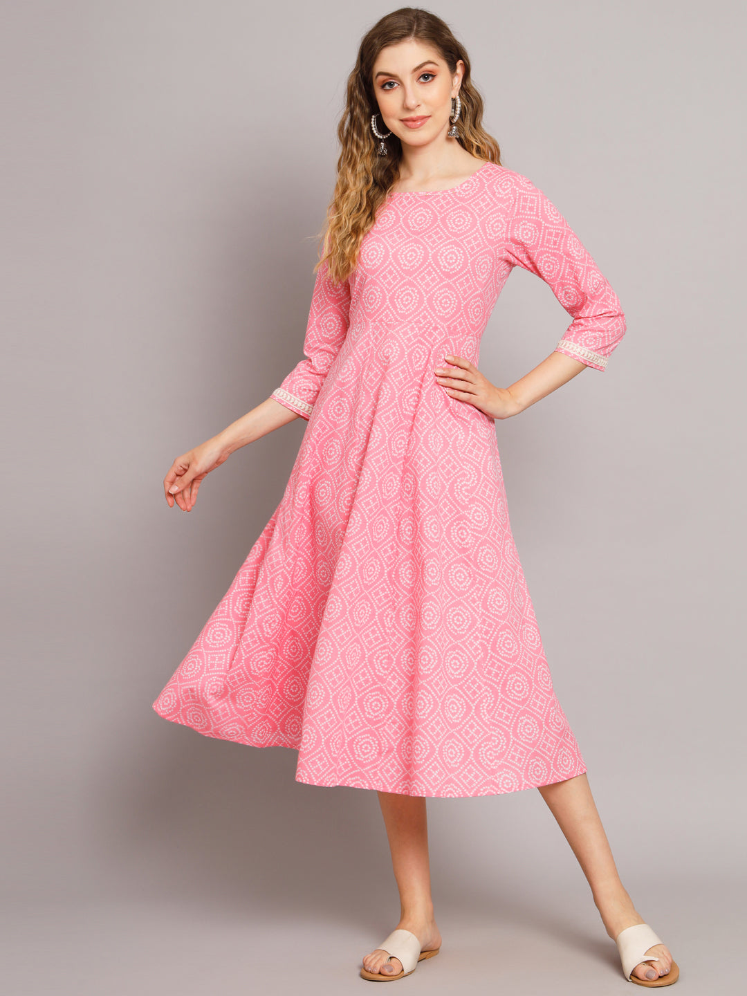 Pink Bandhej Beautiful Anarkali Dress