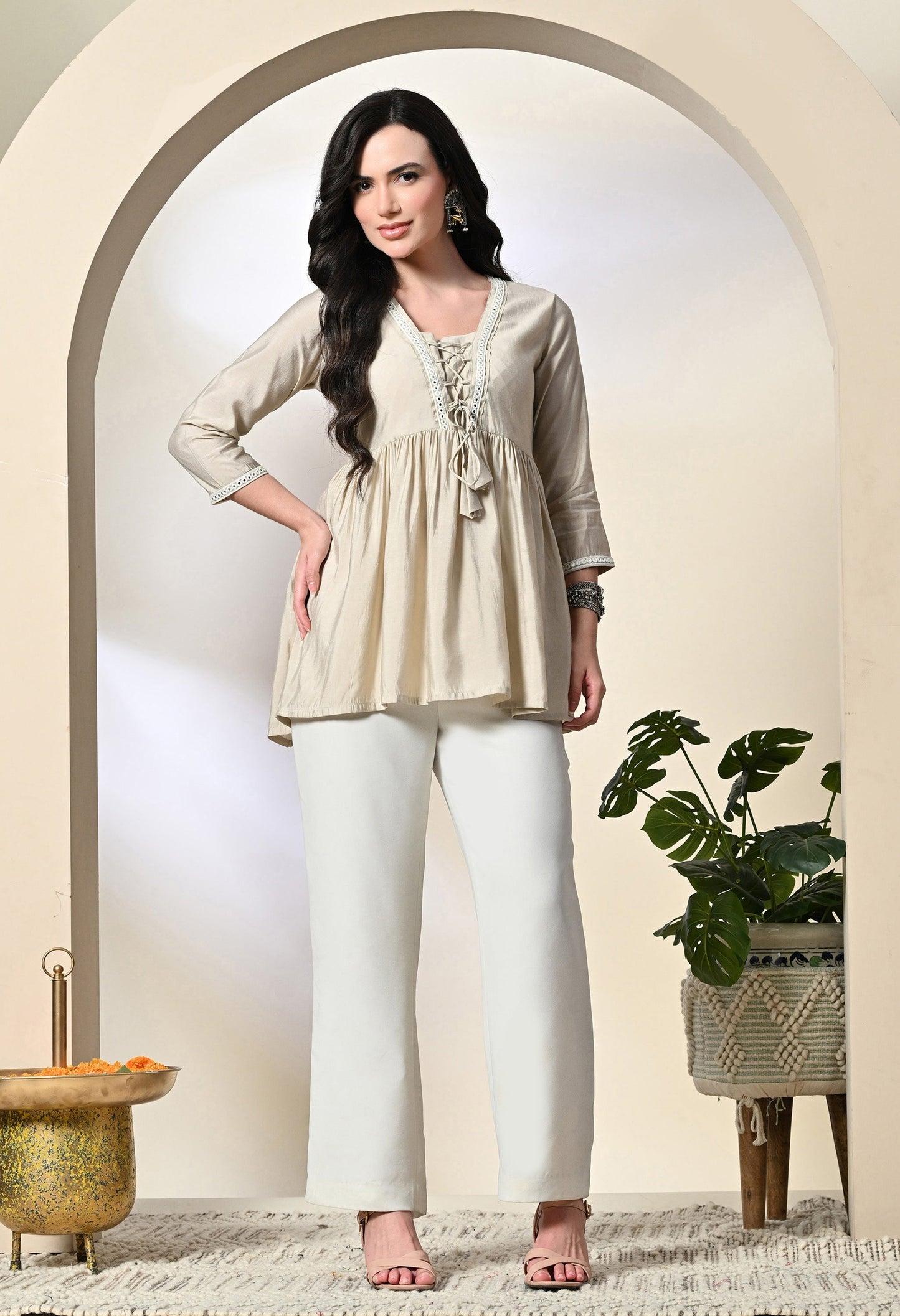 Cream Embroidered Tunic