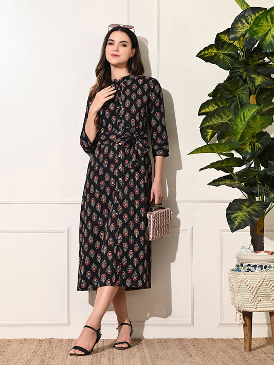 Heritage Black A-Line Dress