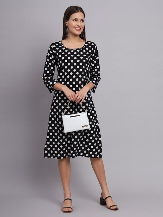 Black And White Polka Dot Aline Dress