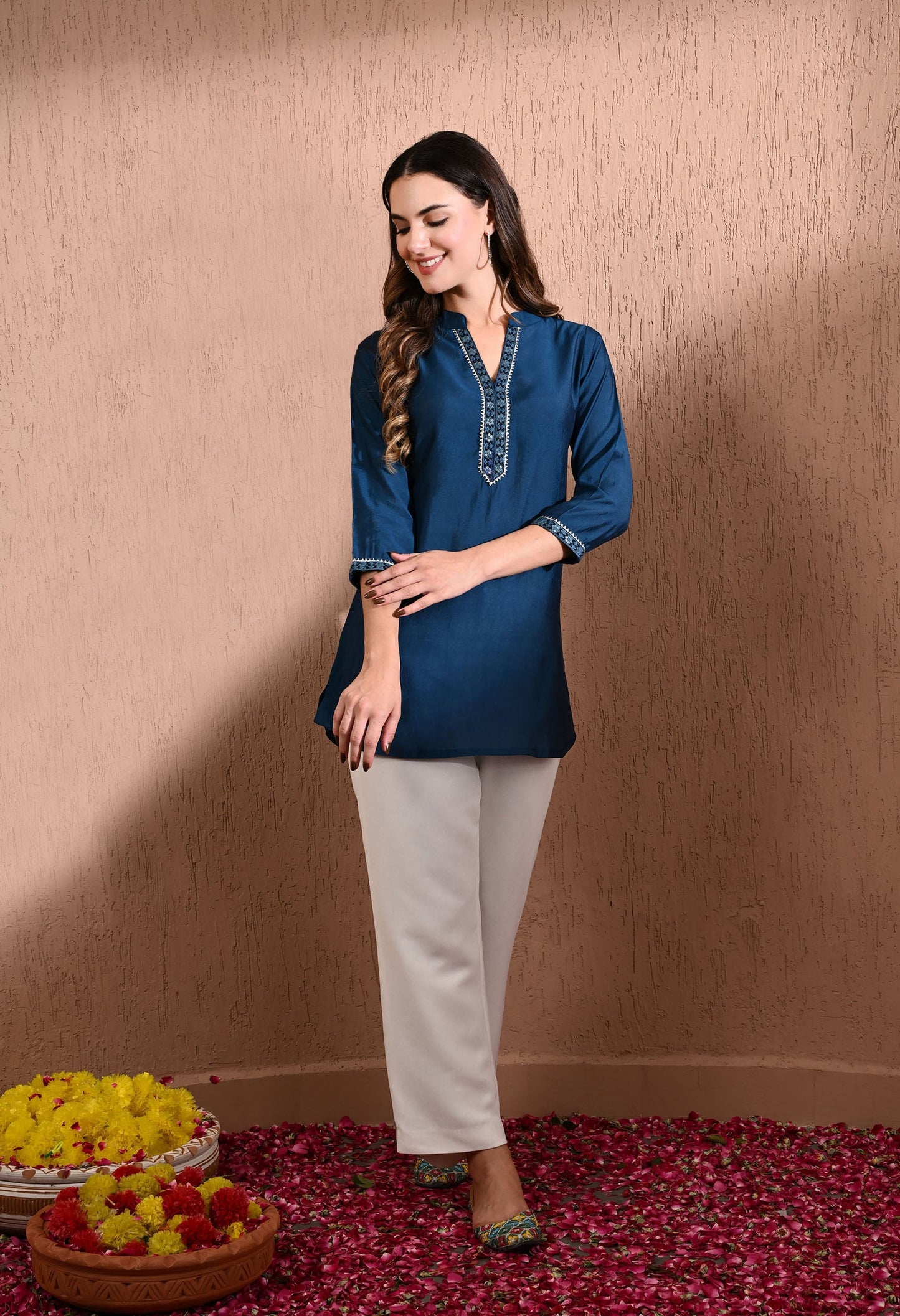 Blue Embroidered Tunic