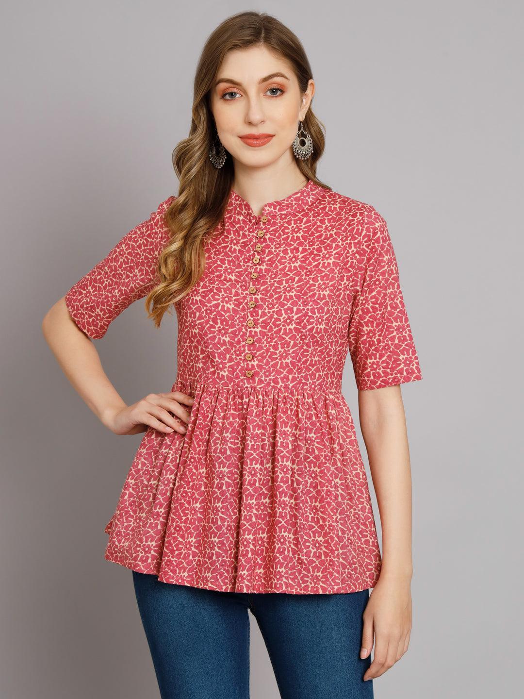 Rustic Red Stylish Gathered Top - Decked Up