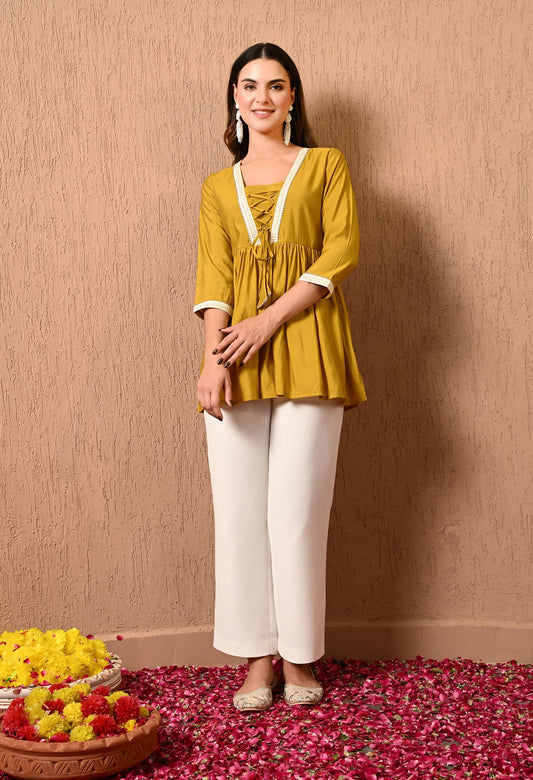 Mustard Embroidered Tunic