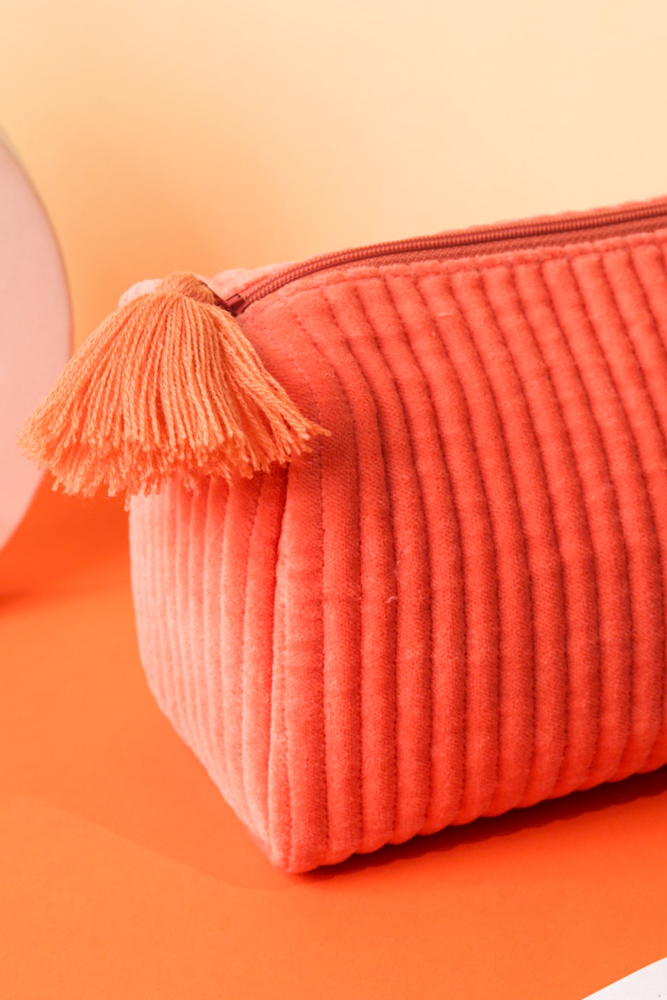 Velvet Quilted Pouch - Orange