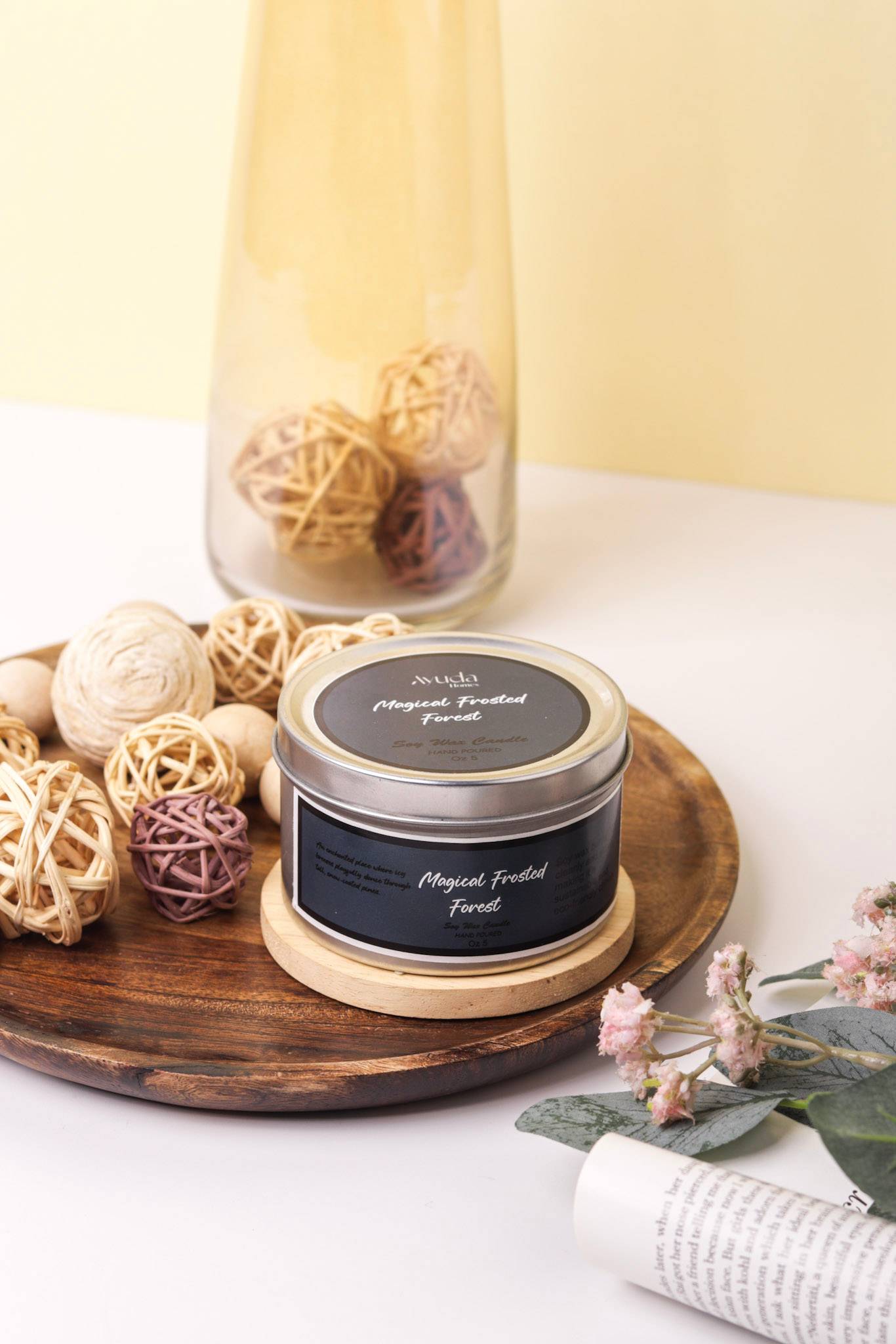 Magical Frosted Forest Scented Candle - Soy Wax | Tin Jar - Ayuda Homes