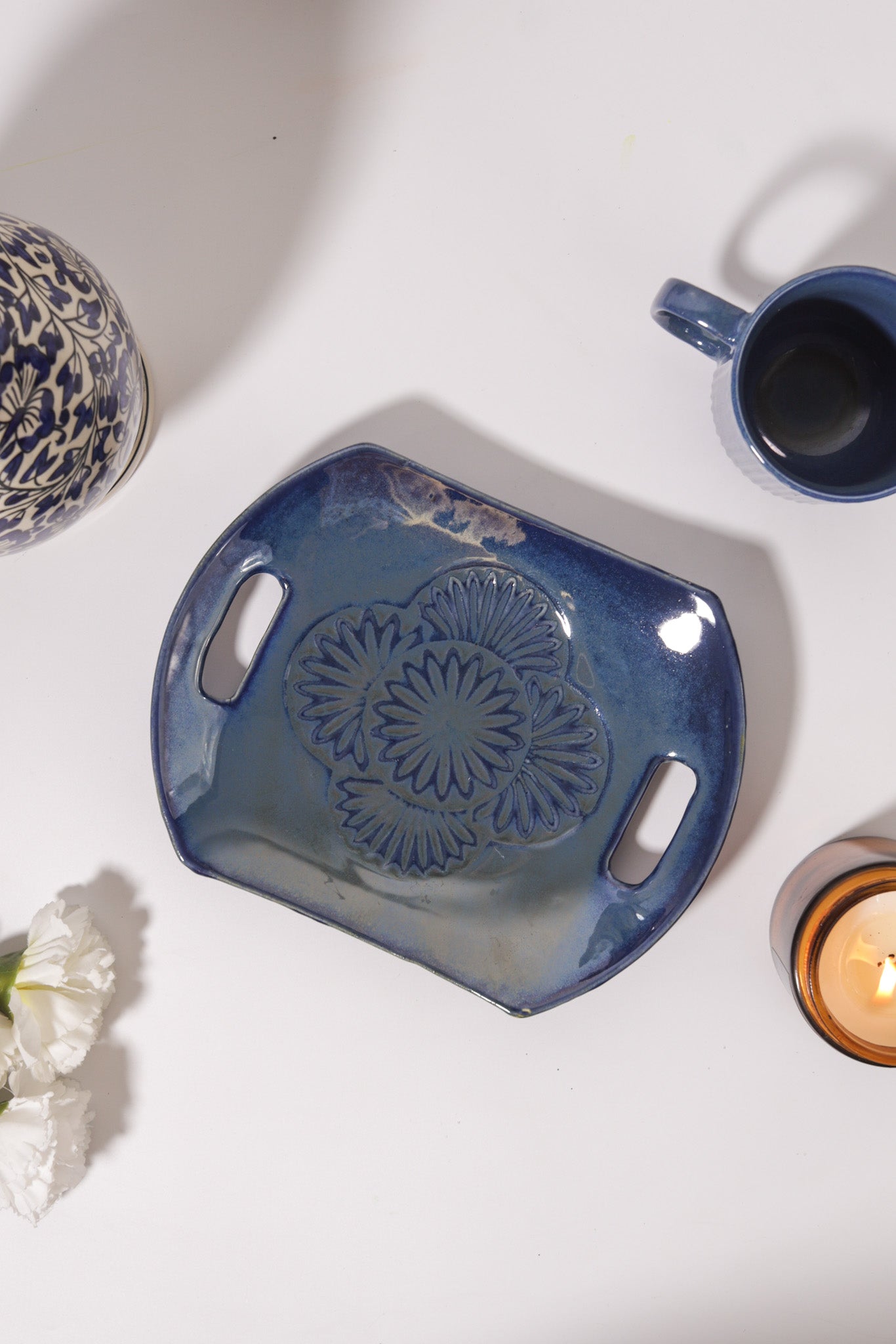 Indigo Ceramic Platter - Ayuda Homes