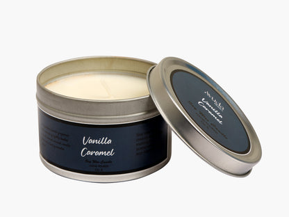 Vanilla Caramel Scented Candle - Soy Wax | Tin Jar - Ayuda Homes