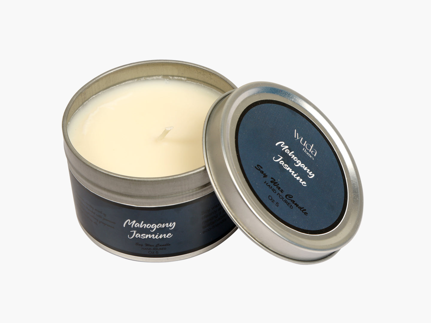 Mahogany & Jasmine Scented Candle - Soy Wax | Tin Jar - Ayuda Homes