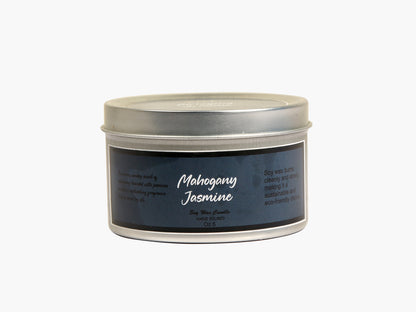 Mahogany & Jasmine Scented Candle - Soy Wax | Tin Jar - Ayuda Homes