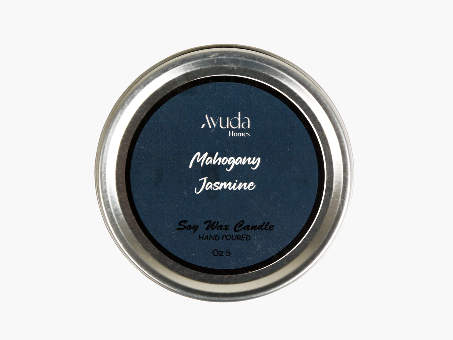 Mahogany & Jasmine Scented Candle - Soy Wax | Tin Jar - Ayuda Homes