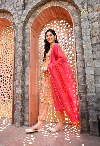 Yellow Kurta Pant Dupatta Set