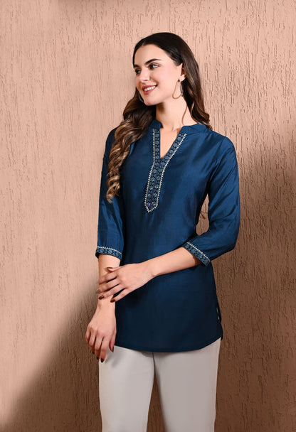 Blue Embroidered Tunic