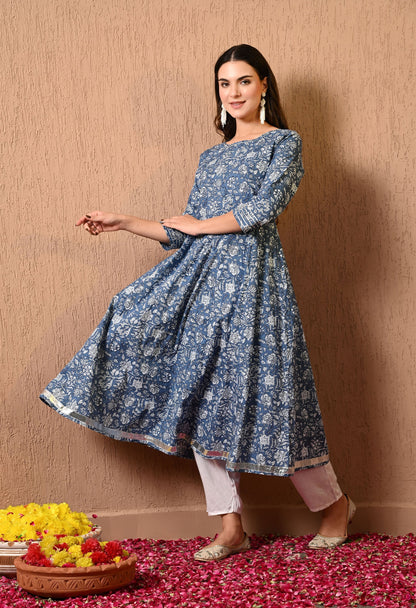 Blue Gotta Anarkali Kurta