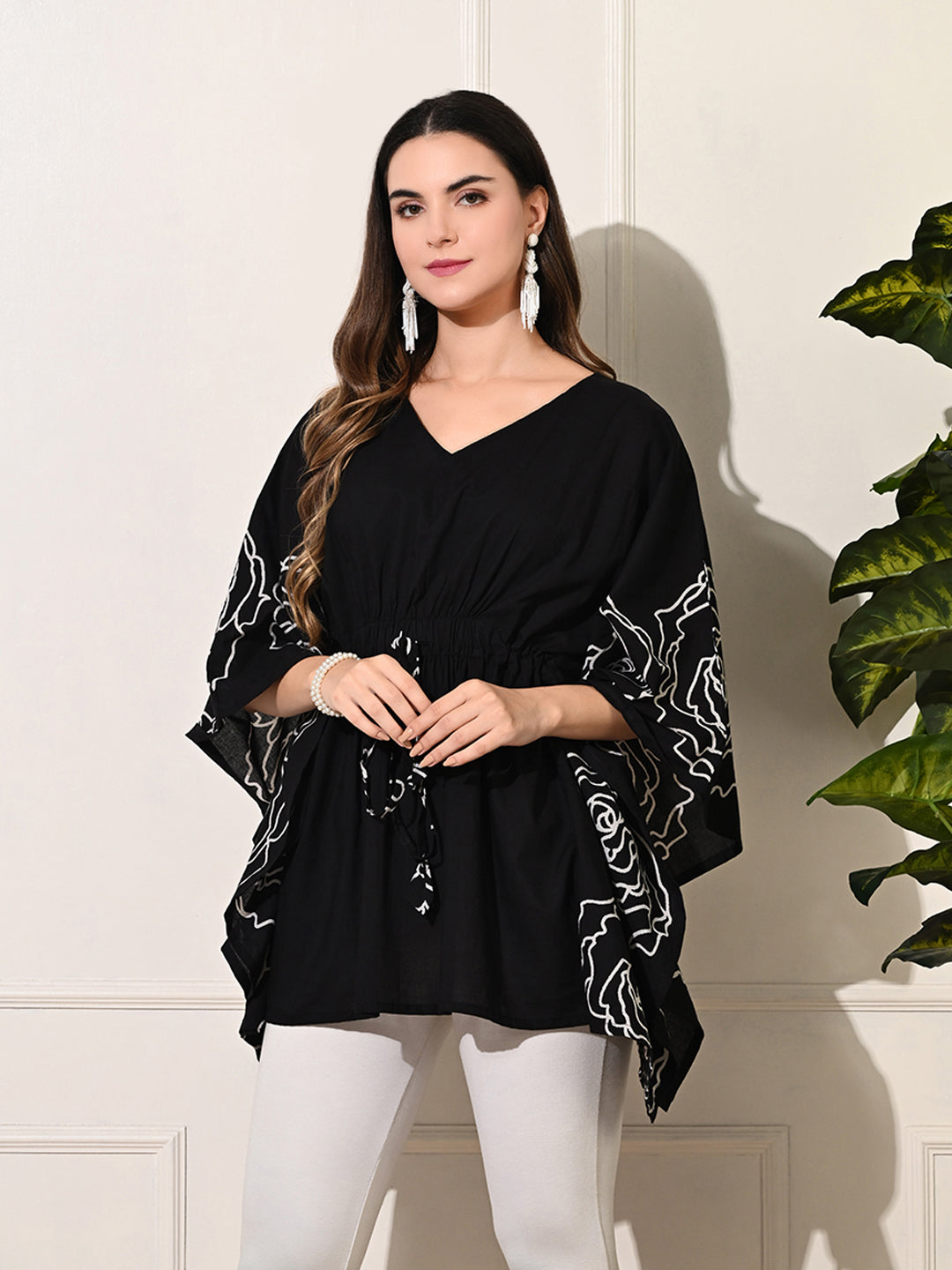 Black Carnation Kaftan Tunic