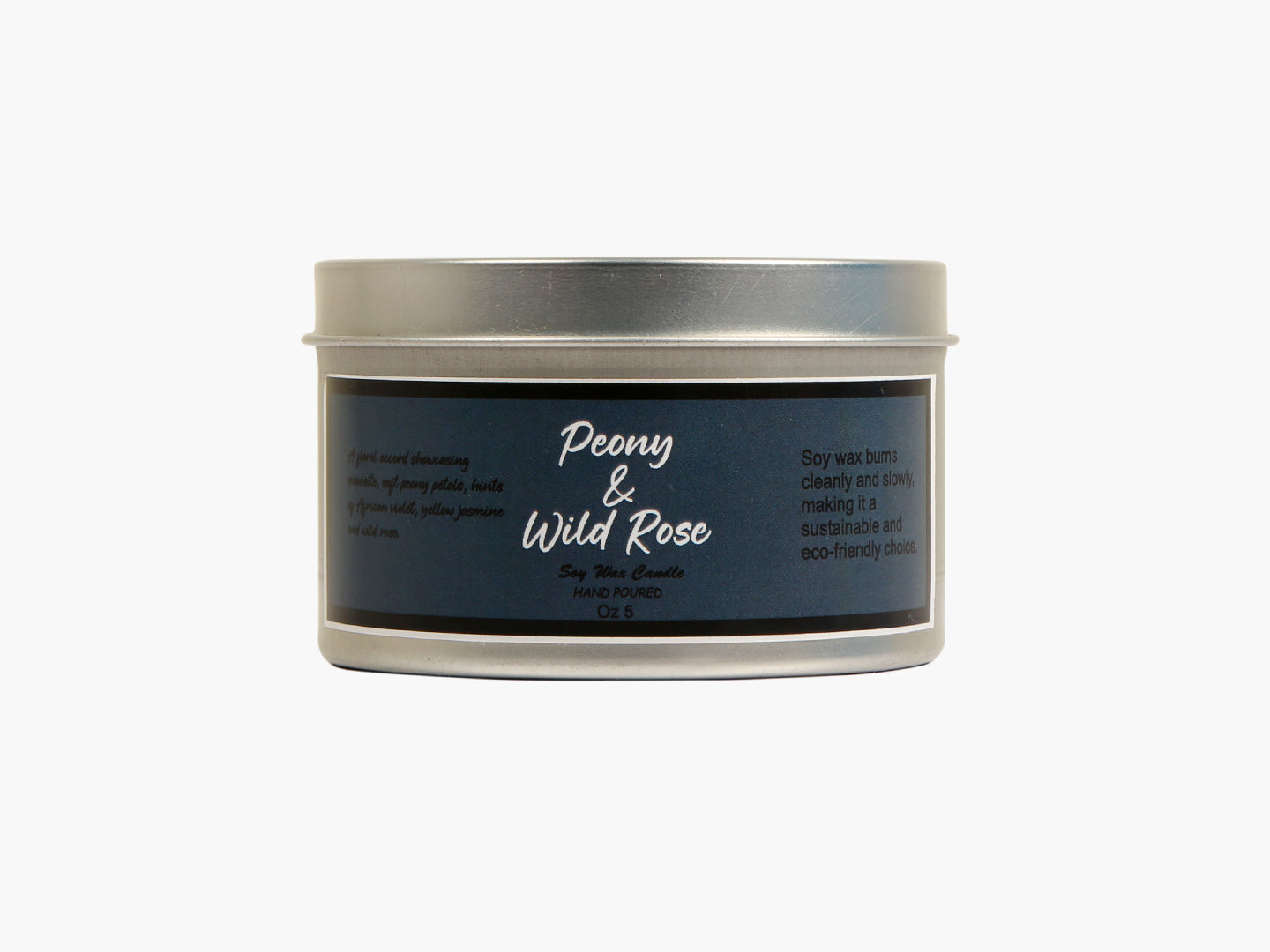 Peony & Wild Rose Scented Candle - Soy Wax | Tin Jar - Ayuda Homes