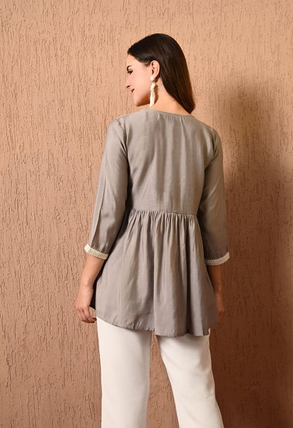 Grey Embroidered Tunic