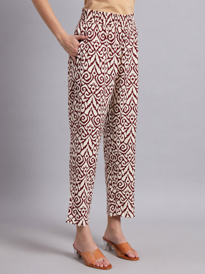 Ikkat Bold  Rayon Printed Shirt Style Top with Trouser