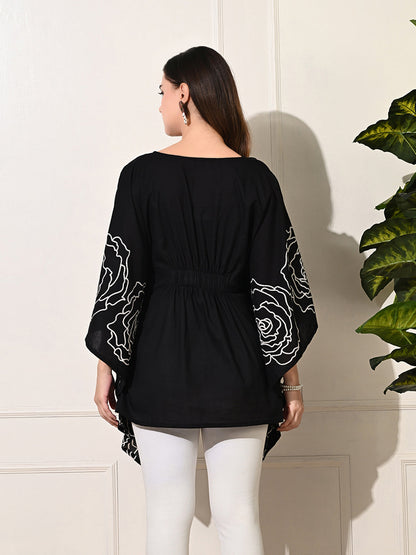 Black Carnation Kaftan Tunic