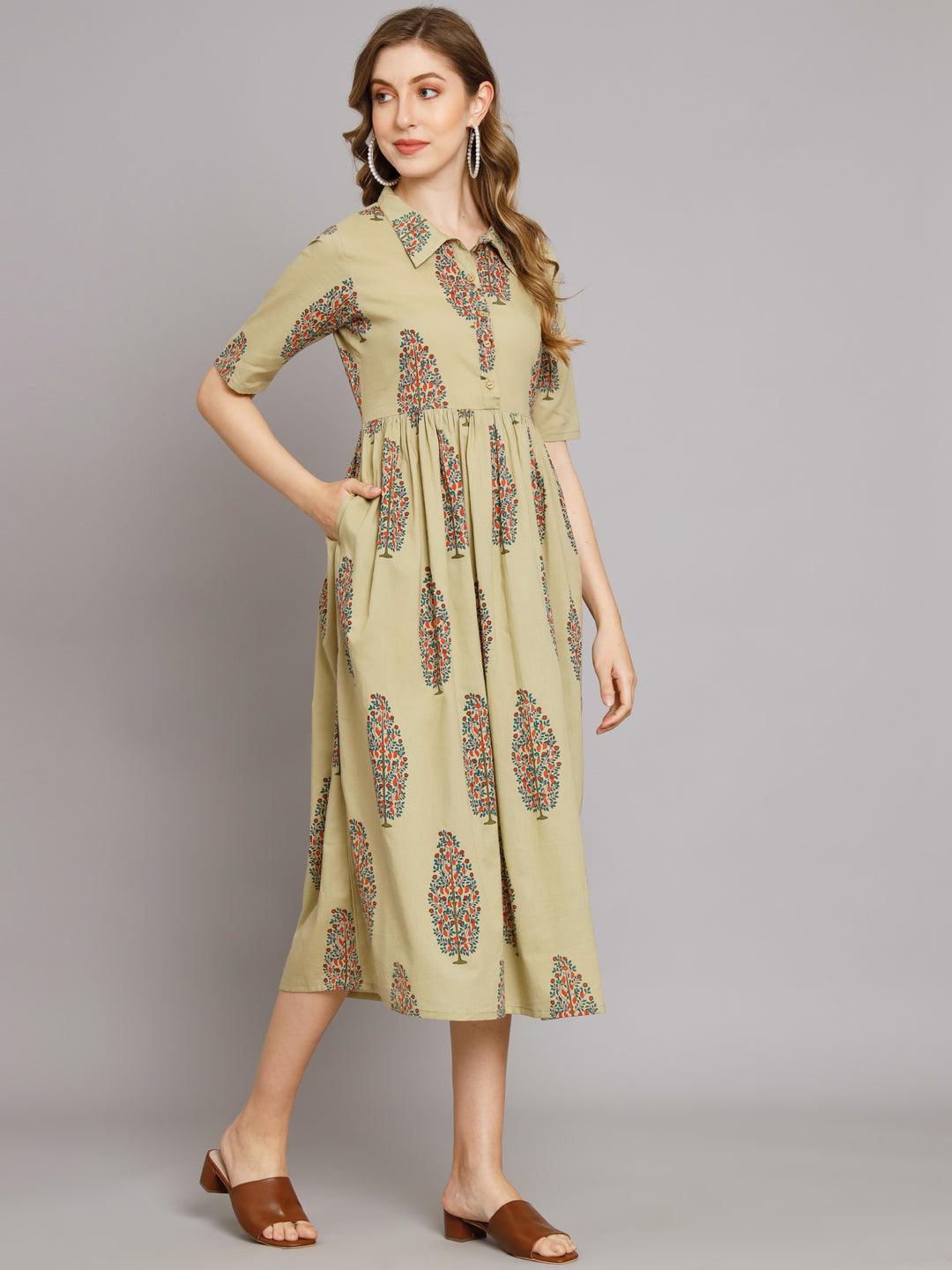 Ethnic Motif Cotton Pocket Dress