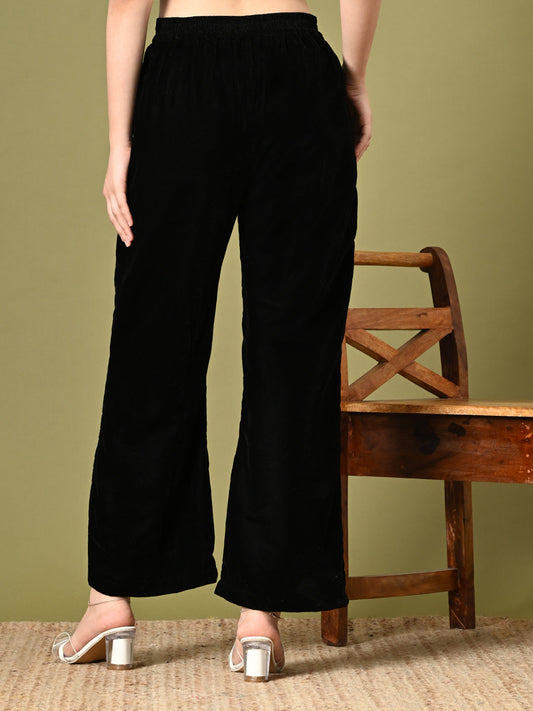 Black Stripe Straight Fit Trousers