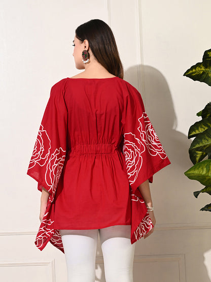 Red Carnation Kaftan Tunic