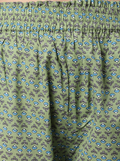 Green Blue Floral Aline Kurta Pant Set