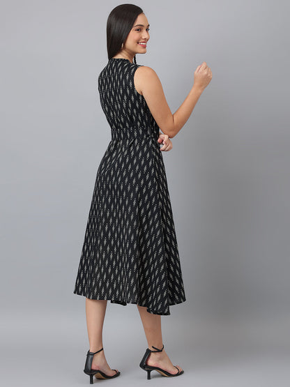 Black Ikat Wrap Dress