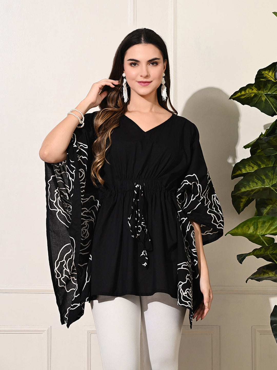 Black Carnation Kaftan Tunic