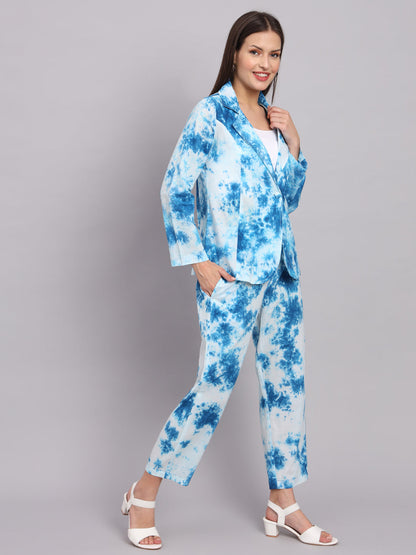 Blue Cotton Tie-dye Print Co-ord Set