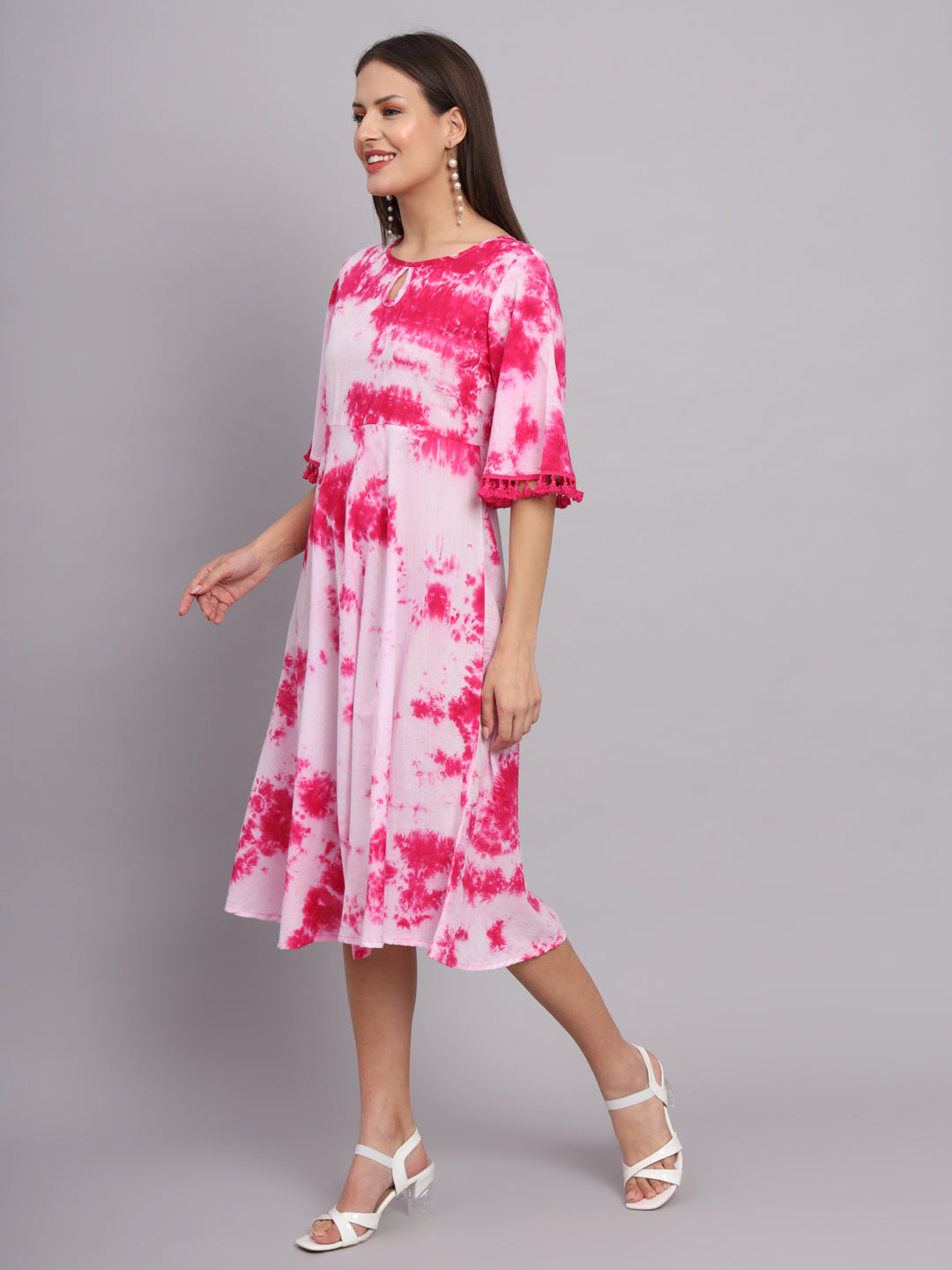 Tie-Dye Cotton Flared Pocket Dress