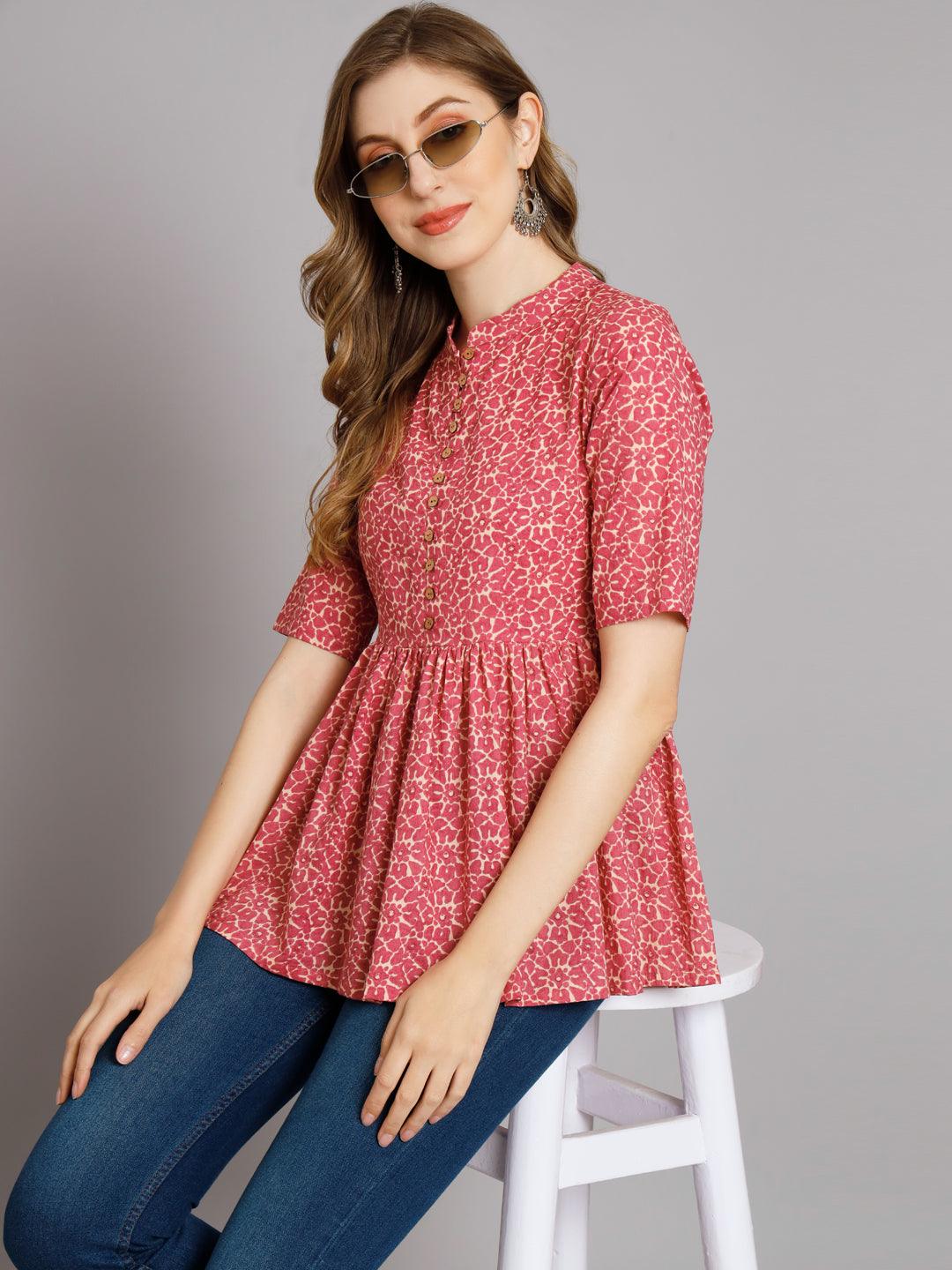 Rustic Red Stylish Gathered Top - Decked Up