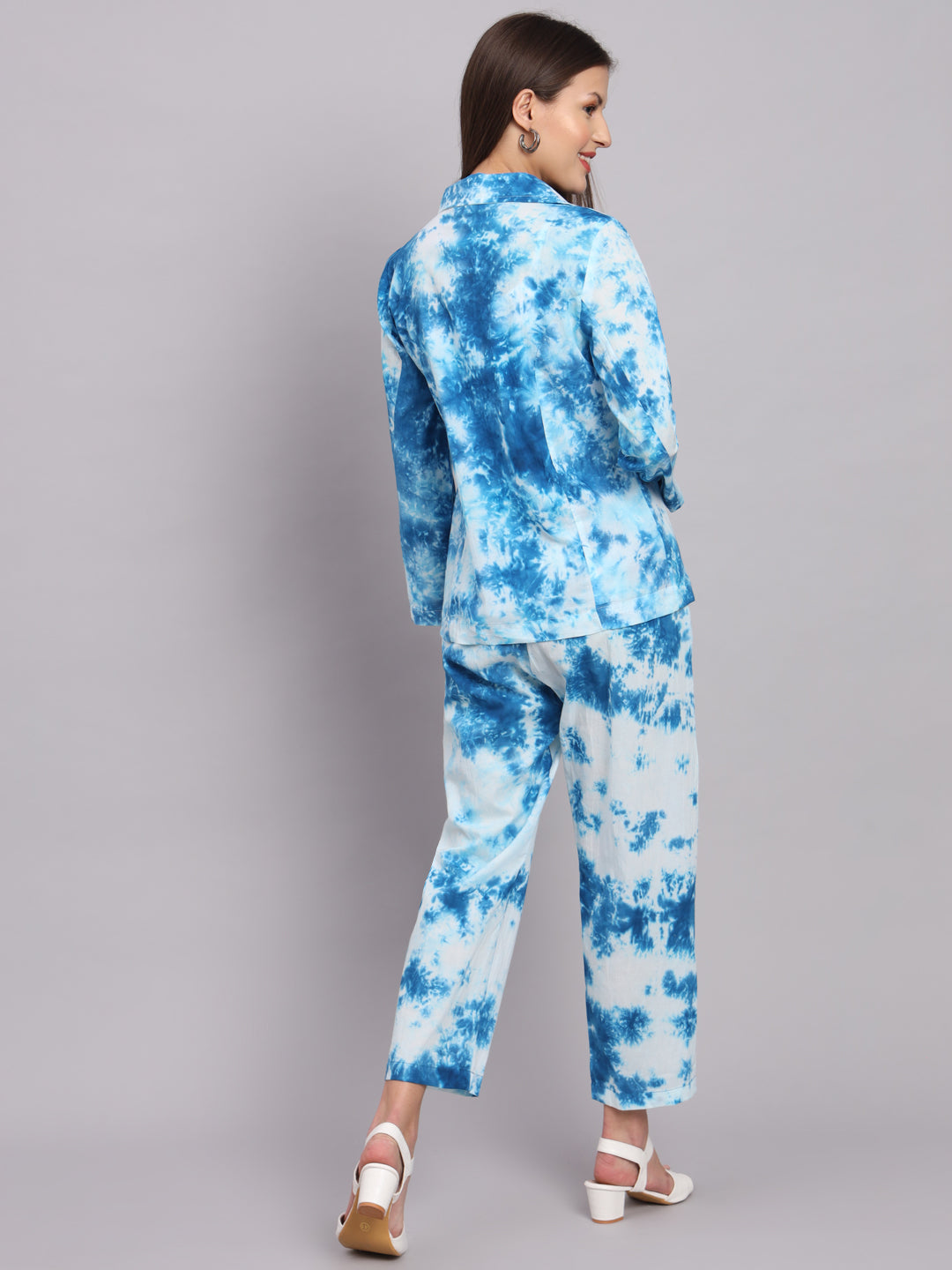 Blue Cotton Tie-dye Print Co-ord Set