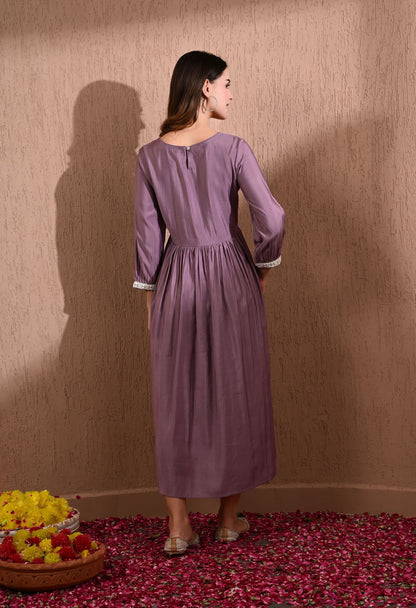 Lavender Solid Empire Dress