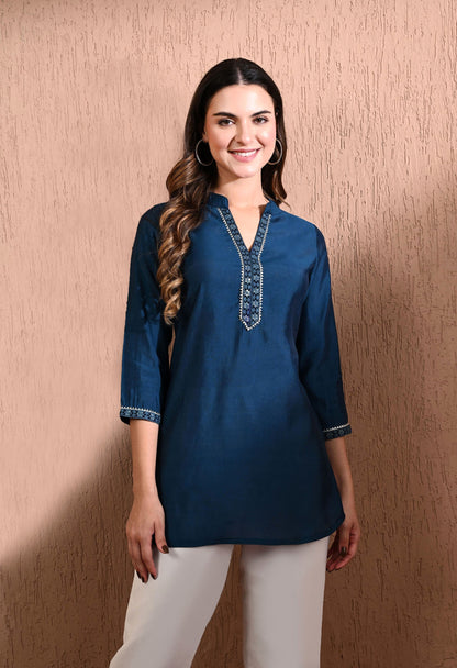 Blue Embroidered Tunic