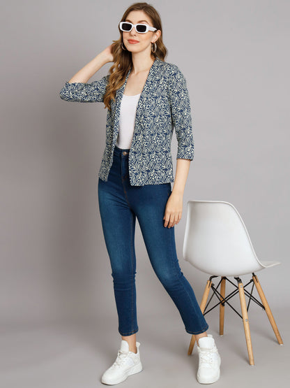 Indigo And White Kantha Regular Jacket