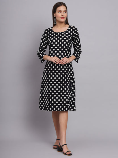 Black And White Polka Dot Aline Dress