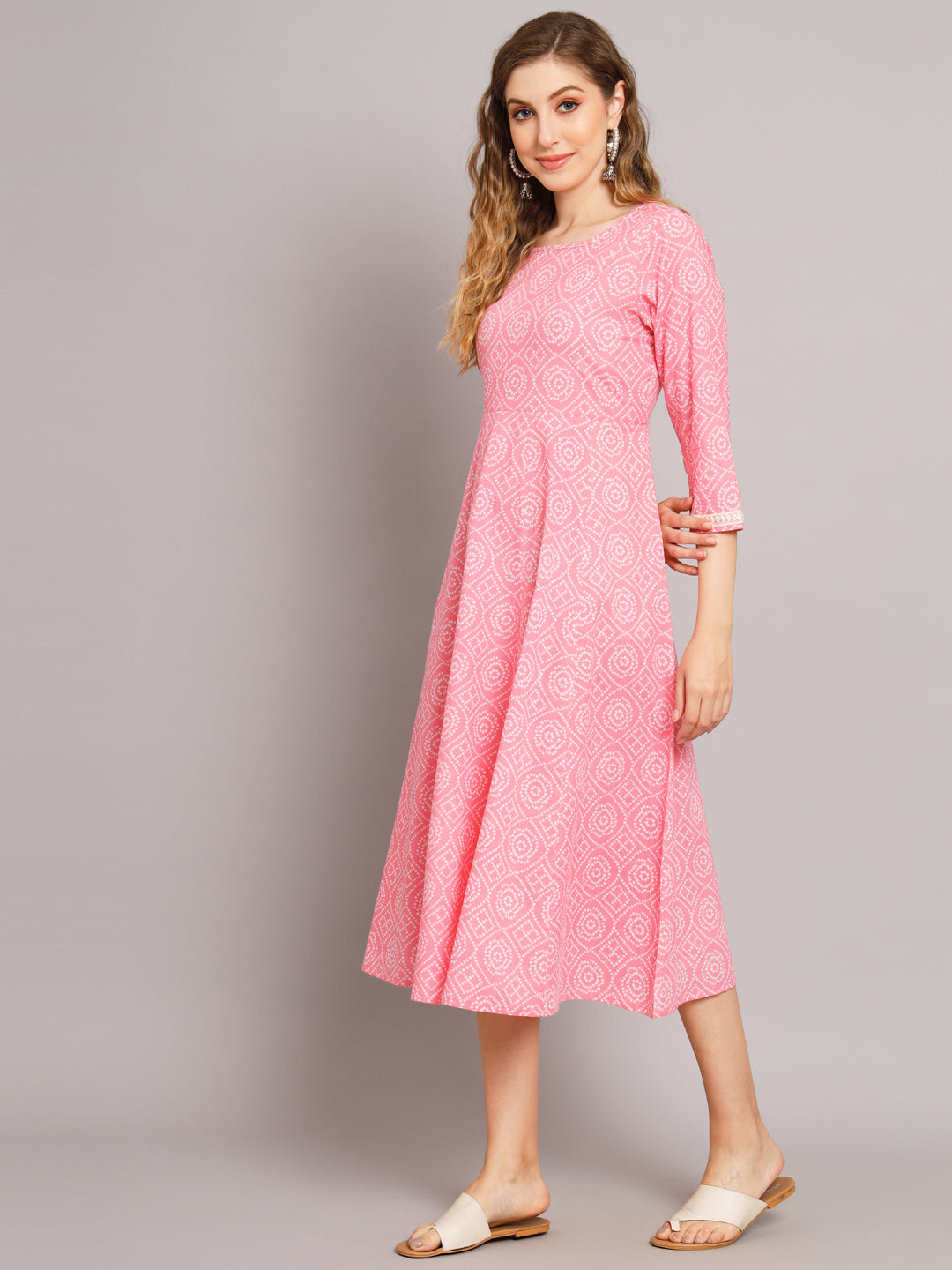 Pink Bandhej Beautiful Anarkali Dress