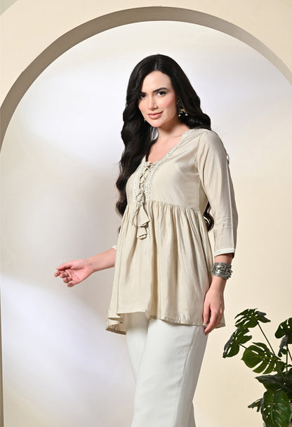 Cream Embroidered Tunic