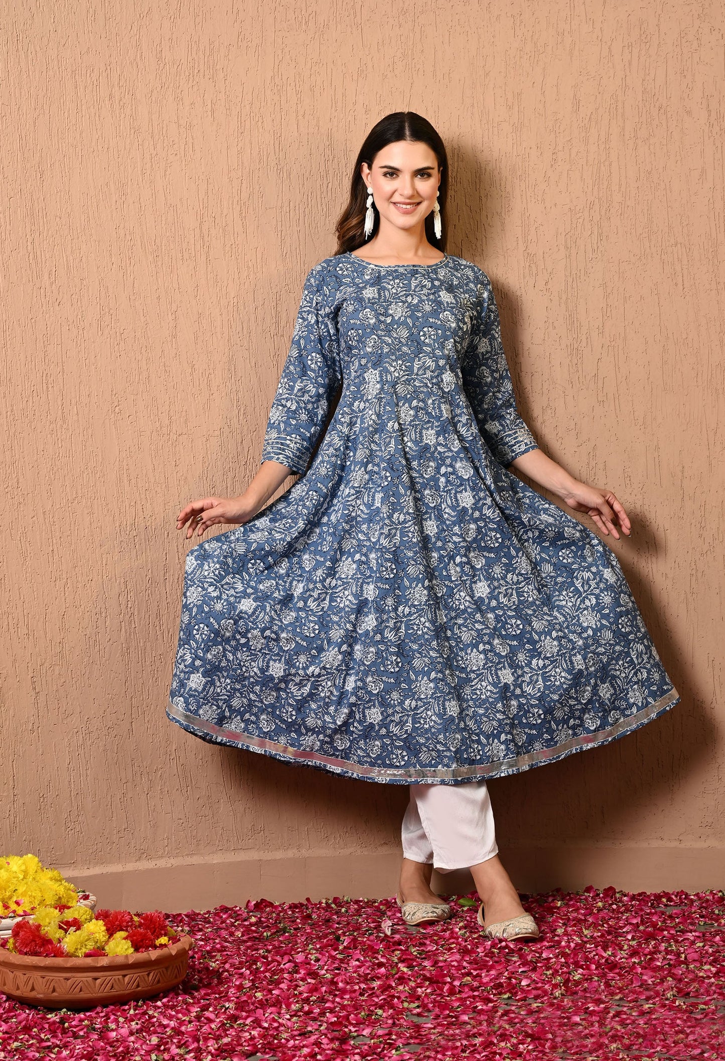 Blue Gotta Anarkali Kurta