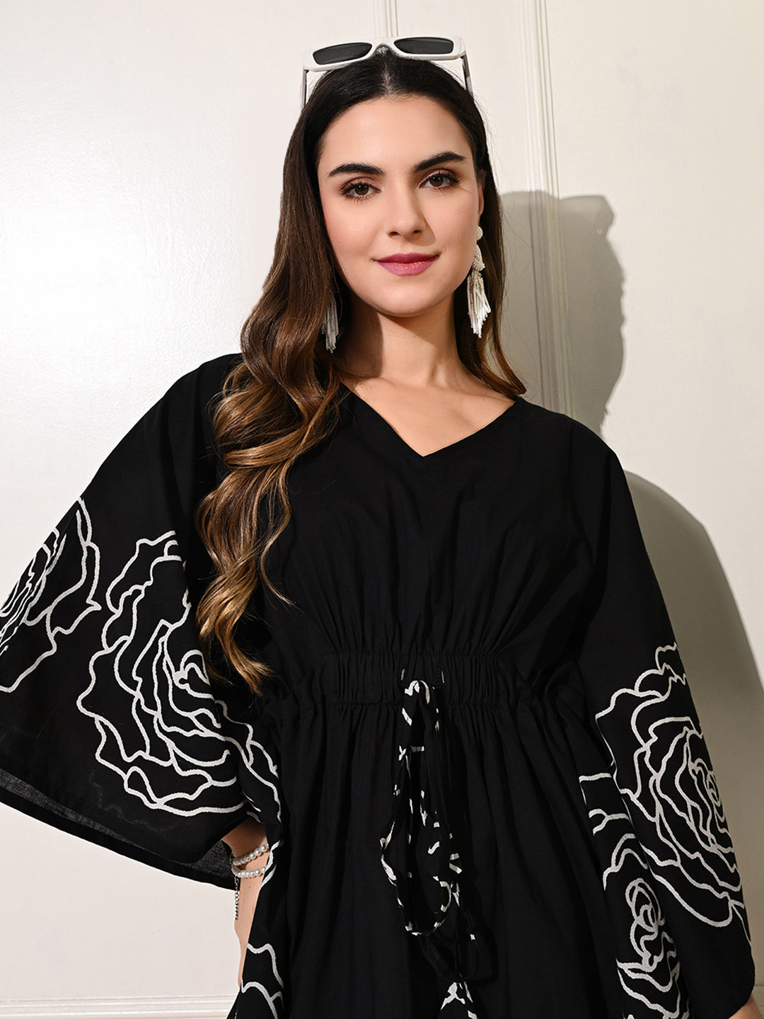 Black Carnation Kaftan Tunic