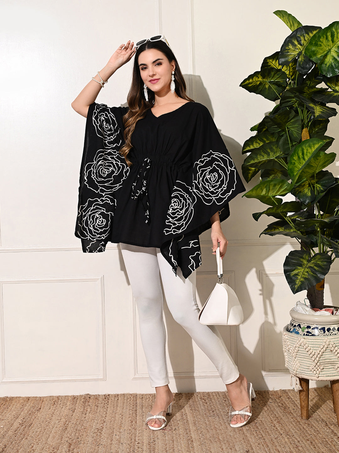 Black Carnation Kaftan Tunic