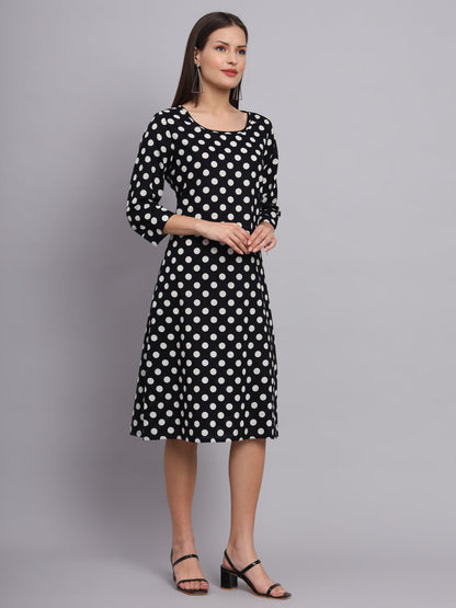 Black And White Polka Dot Aline Dress