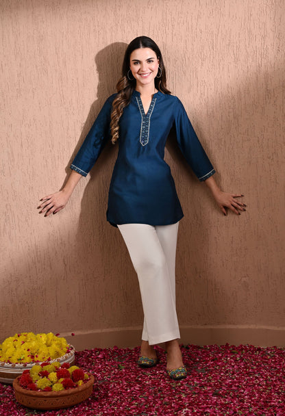 Blue Embroidered Tunic