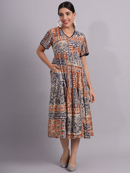 Printed stylishTiered Dress